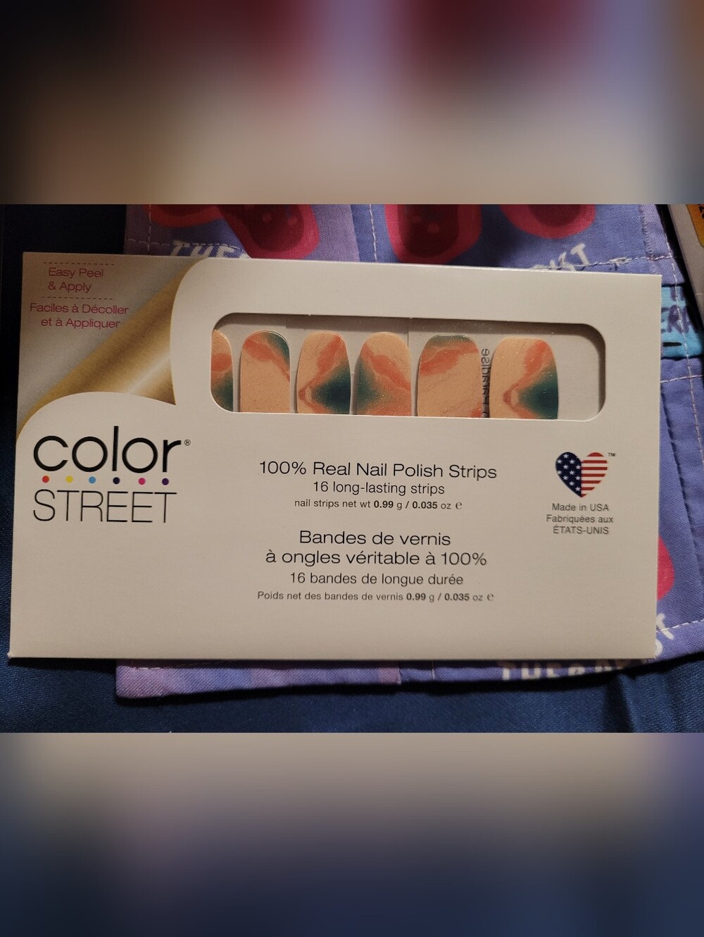 Color Street Coral Teal Swirl Nail Polish Strips